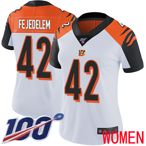 Cincinnati Bengals Limited White Women Clayton Fejedelem Road Jersey NFL Footballl #42 100th Season Vapor Untouchable->women nfl jersey->Women Jersey